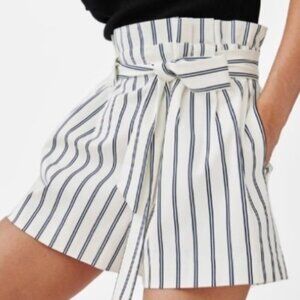 NEW Zara Striped Paper Bag Shorts XS